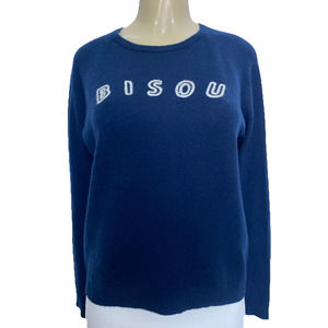 Trovata Birds of Paradis Cashmere Sweater Pullover Navy Bisou Long Sleev…